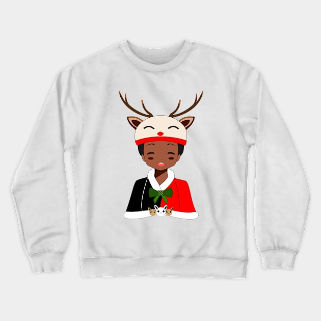 Reindeer Girl Crewneck Sweatshirt by Andile Mbhele